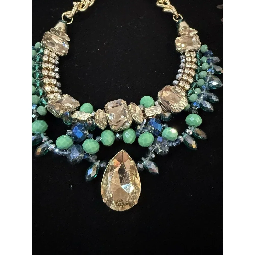 Large Costume Jewelry Necklace , Colorful Stones